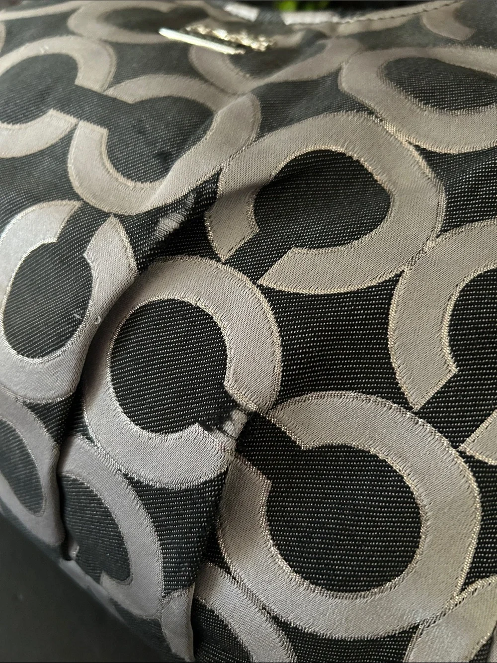 Coach Black & Gray Signature Canvas Shoulder Bag